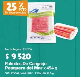 Makro Palmitos De Cangrejo Pesquera del Mar x 454g oferta