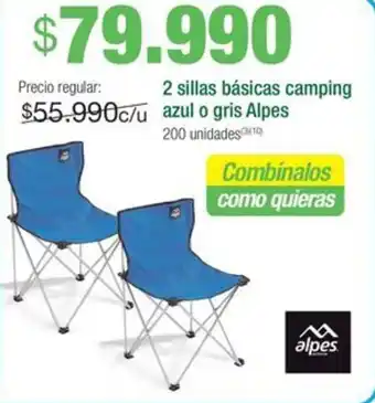 Jumbo Alpes 2 sillas básicas camping azul o gris oferta