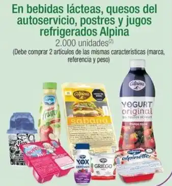 Jumbo En bebidas lácteas, quesos del autoservicio, postres y jugos refrigerados Alpina oferta