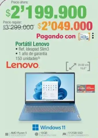 Jumbo Lenovo Portátil Ideapad Slim3 oferta