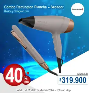 REMINGTON Combo Remington Plancha + Secador Biotina y Colageno Gris