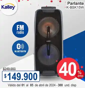 Ktronix Kalley Parlante K-BSK15W oferta