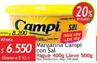 Belalcazar Margarina Campi con Sal Pague 400g/Lleve 500g oferta