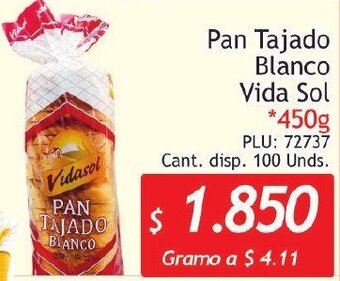 Belalcazar Pan Tajado Blanco Vida Sol 450g oferta