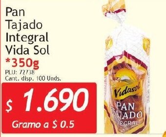 Belalcazar Pan Tajado Integral Vida Sol 350g oferta