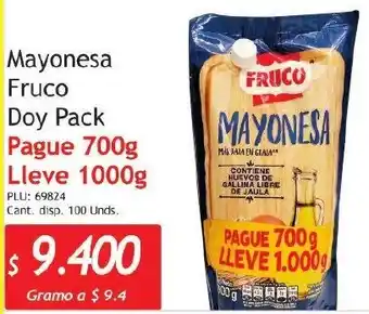 Belalcazar Mayonesa Fruco Doy Pack 700g / Lleve 1000g oferta