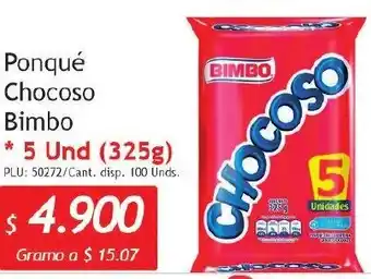 Belalcazar Ponqué Chocoso Bimbo 325g oferta