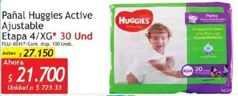 Pañal Huggies Active Ajustable Etapa 4/XG