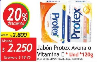Jabón Protex Avena o Vitamina E 120g
