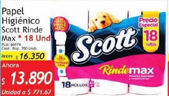 Papel Higiénico Scott Rinde 18 Und