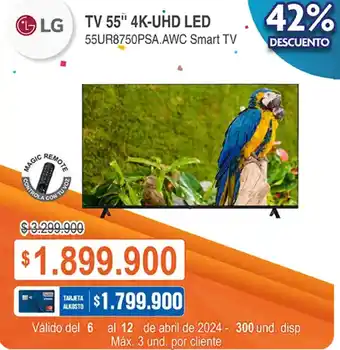 Alkosto LG TV 55" 4K-UHD LED 55UR8750PSA.AWC Smart TV oferta