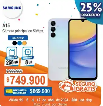 Alkosto SAMSUNG A15 Cámara principal de 50Mpx oferta