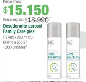 Jumbo Desodorante aerosol Family Care pies x 2 und x 260ml oferta