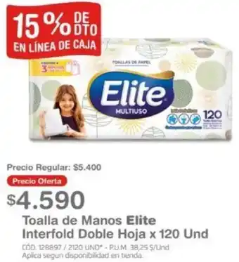 Makro Toalla de Manos Elite Interfold Doble Hoja x 120 Und oferta