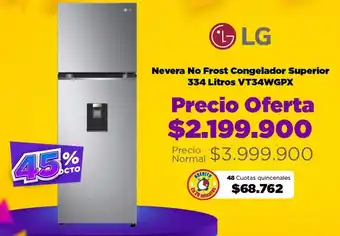 Alkomprar LG Nevera No Frost Congelador Superior 334 Litros VT34WGPX oferta