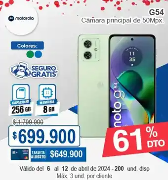 Motorola G54 Cámara principal de 50Mpx