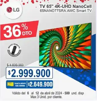 Ktronix LG TV 65" 4K-UHD NanoCell 65NANO77SRA.AWC Smart TV oferta