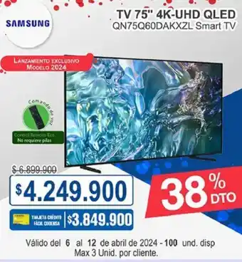 Ktronix SAMSUNG TV 75" 4K-UHD QLED QN75Q60DAKXZL Smart TV oferta