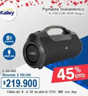 Ktronix Kalley Parlante Inalámbrico K-PBOOM 40W Negro oferta