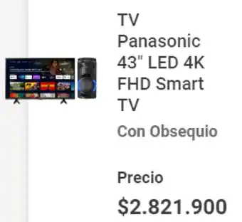 Claro TV Panasonic 43" LED 4K FHD Smart oferta