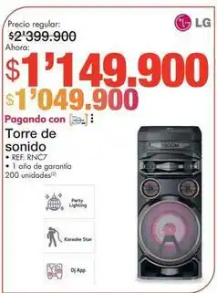 Metro Lg - torre de sonido oferta