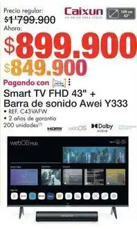 Metro Caixun - smart tv fhd 43 + barra de sonido awei y333 oferta