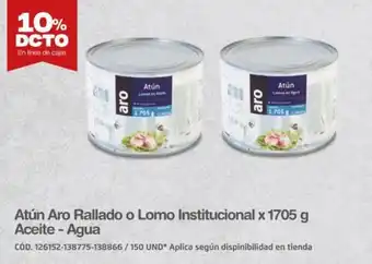 Makro Atún Aro Rallado o Lomo Institucional x 1705 g Aceite - Agua oferta