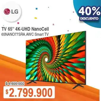 Alkosto LG TV 65" 4K-UHD NanoCell 65NANO77SRA.AWC Smart TV oferta