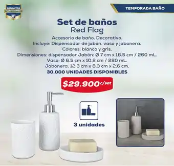 Tiendas D1 Set de baños Red Flag oferta