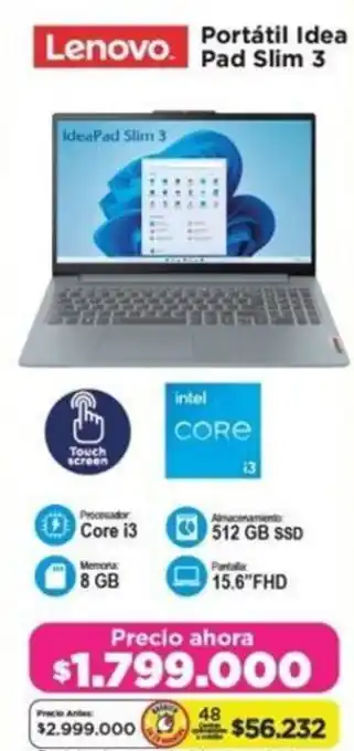 Alkomprar Lenovo Portátil Idea Pad Slim 3 oferta