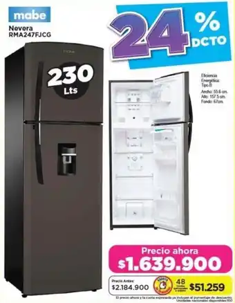 Alkomprar mabe Nevera RMA247FJCG oferta