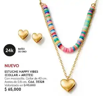 Ésika ESTUCHE HAPPY VIBES (COLLAR+ARETES) Collar de 40 cm. Aretes de 0.8 cm. oferta