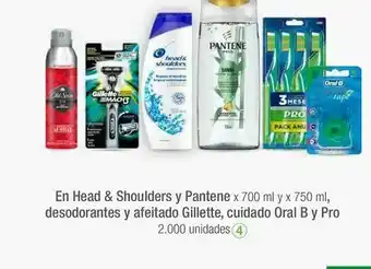 Jumbo En head & shoulders y pantene x 700 ml y x 750 ml, desodorantes y afeitado gillette, cuidado oral b y pro oferta