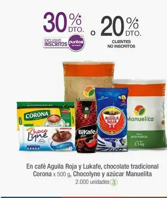 Jumbo En café aguila roja y lukafe, chocolate tradicional corona x 500 g, chocolyne y azúcar manuelita oferta