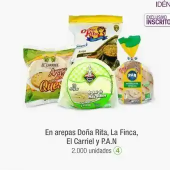 Jumbo En arepas doña rita, la finca, el carriel y p.a.n oferta
