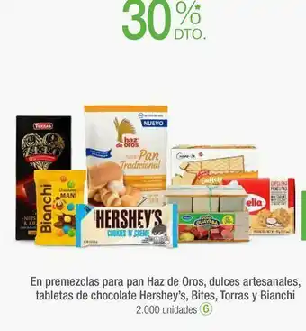Jumbo En premezclas para pan haz de oros, dulces artesanales, tabletas de chocolate hershey’s, bites, torras y bianchi oferta