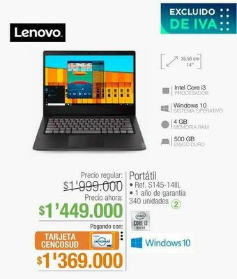 Jumbo Computador portátil lenovo oferta