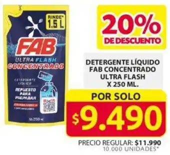 Ara DETERGENTE LÍQUIDO FAB CONCENTRADO ULTRA FLASH X 250ML oferta