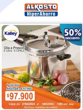 Alkosto Kalley Olla a Presión 6 Litros K-OPAL6 oferta