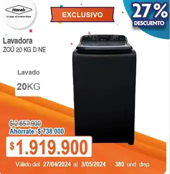 Alkosto Haceb Lavadora ZOÜ 20KG oferta