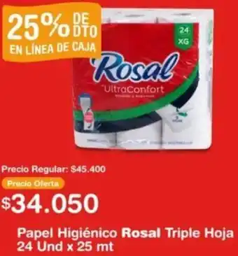 Makro Papel Higiénico Rosal Triple Hoja 24 Und x 25mt oferta