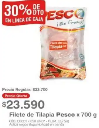 Makro Filete de Tilapia Pesco x 700g oferta