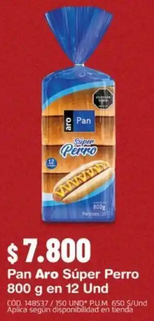 Makro Pan Aro Súper Perro 800 g en 12 Und oferta