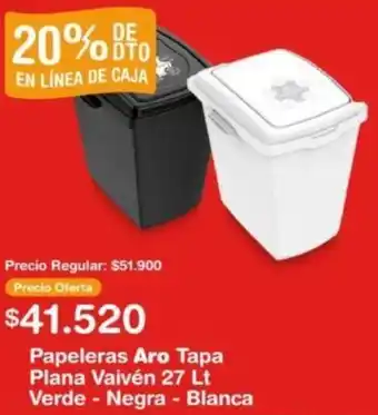 Makro Papeleras Aro Tapa Plana Vaivén 27lt oferta