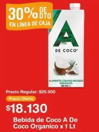 Makro Bebida de Coco A De Coco Organico x 1lt oferta