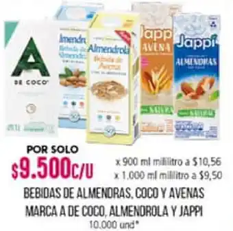 Colsubsidio Bebidas de Almendras, Coco y Avenas Marca a de Coco, Almendrola y Jappi oferta