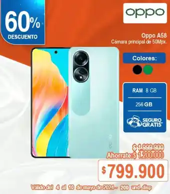 Alkosto Oppo A58 Cámara principal de 50Mpx. oferta