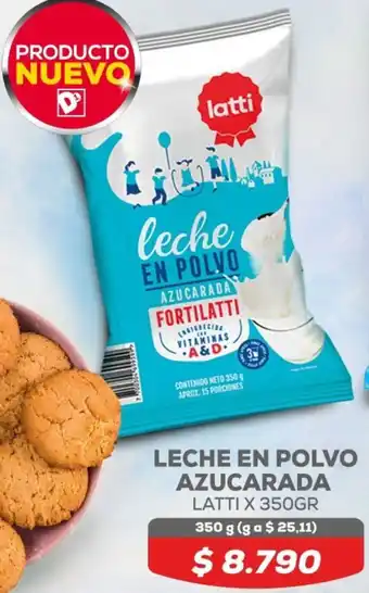 Tiendas D1 LECHE EN POLVO AZUCARADA LATTI X 350GR oferta