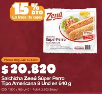 Makro Salchicha Zenú Súper Perro Tipo Americana 8 Und en 640g oferta