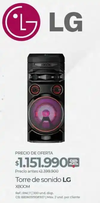 Olímpica Torre de sonido LG XBOOM oferta
